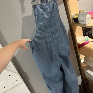 Aerie cotton striped overalls